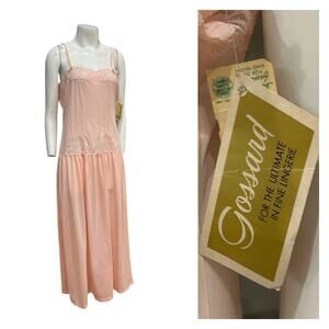 NWT Vintage 1960s Gossard Pink Lace Slip Dress Nightgown Lingerie / M -